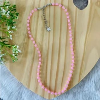 Colar Feminino Rosa Delicado de Miçangas