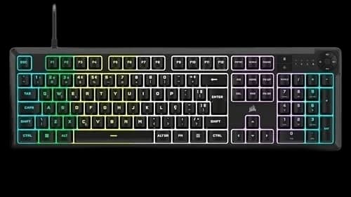 Teclado Gamer Corsair Core K55 Rgb - Rgb De Dez Zonas - Quatro Teclas De Mídia Dedicadas - Switches Responsivos E Silenciosos - Resistente A Respingos De 300ml - Corsair Icue - Layout Abnt2