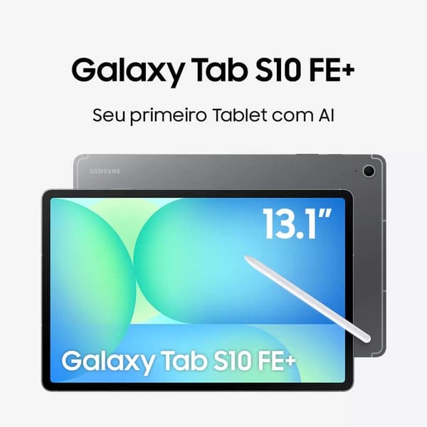 Tablet Samsung Galaxy Tab S10 FE+ WiFi, 128GB, 8GB, Tela 13.1" 90Hz, S Pen e Capa Inclusas