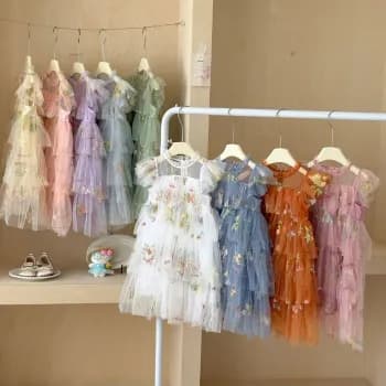 Vestido infantil, vestido de menina, vestido de fada, vestido de tule com bordados, vestido de tule infantil, vestido in