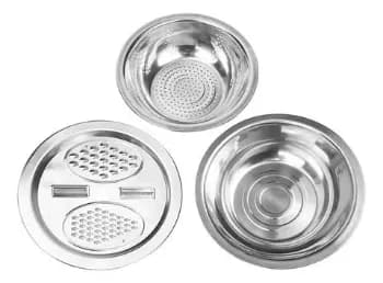 Bowl Tigela 3 Em 1 Escorredor Massa Macarrão Ralador Inox Inox