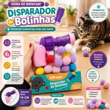 Brinquedo para gato bolinha arminha disparo bolinhas para pets 20 bolinhas sortidas bolinha interativa que se movimenta