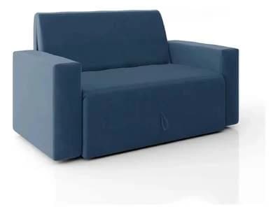 Sofá Cama 2 Lugares Pratik 5000 Mamflex Azul Suede