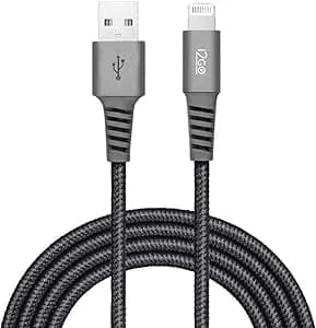 I2GO Cabo de Nylon Cinza Pro compatível com iPhone, USB para Lightning, 200 cm