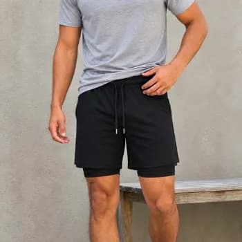 Kit 3 Shorts 2 Em 1 Duplo Academia Treino Corrida Bermuda