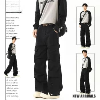 Calças Jeans Pretas Masculinas de Perna Larga