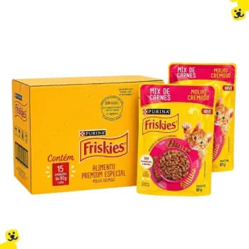 Sachê para Gatos Ração Úmida para Gatos Kit 15 Sachê Friskies Mix de Carnes Gatos Adultos 80g
