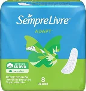 Absorvente sem Abas Sempre Livre Adapt, Cobertura Suave, 8 Unidades