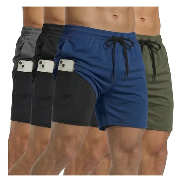 Kit 4 Shorts 2 Em 1 Masculino Dry Bermuda Academia Treino