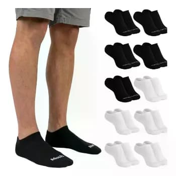 Kit 10 Pares Meia Invisível Soquete Algodão Confortável Mash 5 Brancas - 5 Pretas Meia Invisível Meia Cano Curto Meia Masculina Meia Feminina M ( 34 A 38 ) Meia Masculina Meia Feminina Meia Algodão