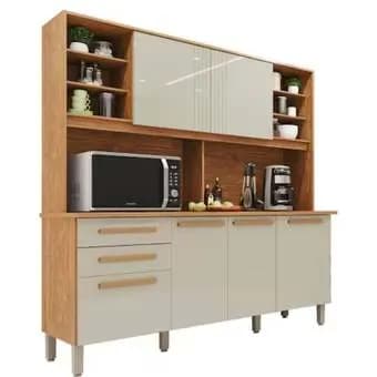 Armário de cozinha 6 portas 2 gavetas Adelle Yescasa jawt branco neve