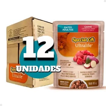 12 Saches Special Cat Gatos Adultos Carne 85g Sachê Gato