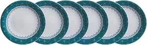 Estojo Com 6 Pratos Sobremesa Em Porcelana, Modelo Redondo Voyage Coup, Decoração Itacaré, Azul, Porcelana Schmidt