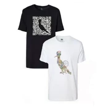 Kit 2 Camisetas Estampada Pica-Pau Selo e Greenk QrCode Reserva - Branco+Preto