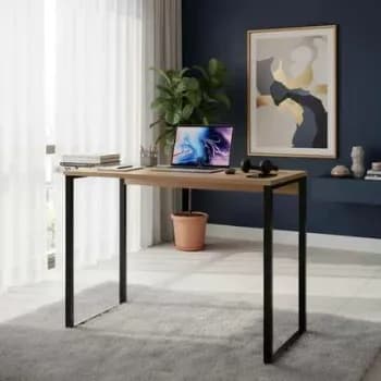 Escrivaninha Industrial Aço, Mdf, Mdp De 90cm X 76cm X 45cm Amadeirado
