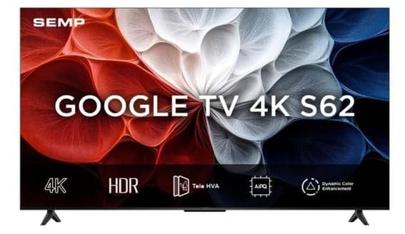 Smart TV Semp 65 Polegadas LED HVA 4K S62 WiFi Bluetooth Google TV 3 HDMI HDR10+ Dolby Audio 65S62