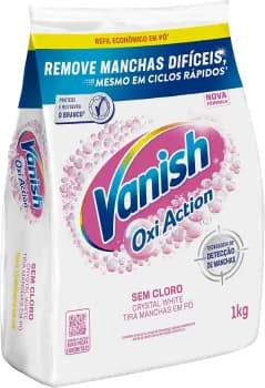 Tira Manchas Vanish em Pó Crystal White Oxi Action para Roupas Brancas Refil 1kg