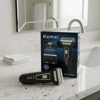 Aparador Barbeador Kemei Km-6558 Recarregável Sem Fio 3 Em 1 Bivolt Preto