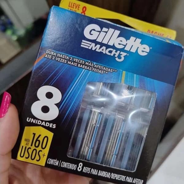 Gillette Mach3, Carga para Aparelho de Barbear com 3 Lâminas 8 Unidades