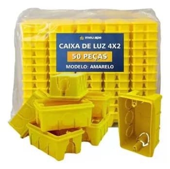 Kit 50 Caixas De Luz 4x2 Amarela Reforçada Tomada Interruptor Embutir Meu Ape Store