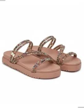 Sandália Birken Papete Feminina Amarração Brilhosa Flatform