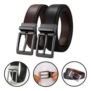 Cinto Masculino Couro Dupla Face 2 Em 1 Preto Marrom Social Preto/marrom 130 Cm