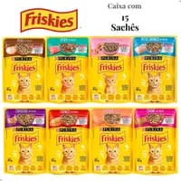 Kit 15 Sachês Friskies Gatos Carne Atum Salmão