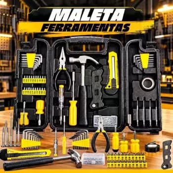 Jogo Maleta Ferramentas 200 Peças Profissioal E Domestico Completa Manutenção, Alicate, Bits, Estilete, Chaves Allen, Fenda E Phillips, Martelo, Serra, Fita Isolante, Pregos, Buchas, Chave Voltagem