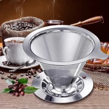 Coador de Café Inox Reutilizável Premium PEQUENO – Sustentável e Durável - Café Mais Saboroso Sem Papel Tamanho 101
