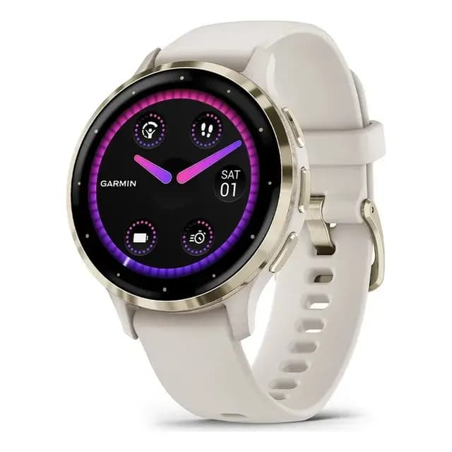 Relógio Smartwatch Garmin Venu 3s branco com pulseira de silicone GPS display 41mm