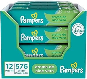 Lenços Umedecidos Pampers Aroma de Aloe Vera, 576 Unidades