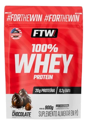 Whey Protein 100% Concentrado Refil 900g Sabor Chocolate - FTW