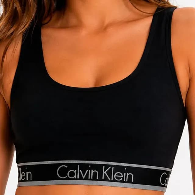 Top Regata Fitness Academia Cotton Calvin Klein Original Preto Liso G