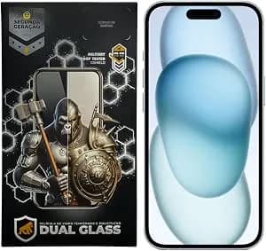 Gshield Película de Fibra de Vidro 10H Proteção Contra Arranhões e Impactos, Alta Sensibilidade Tela Toda, Dual Glass Preta (iPhone 15)