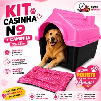 Casinha de Cachorro Grande Porte N9 + Caminha de Cachorro 75x55cm Casa Pet Big Caminha Pet