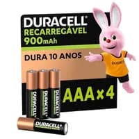 Pilha Recarregável AAA 900mAh Palito 4 Unidades