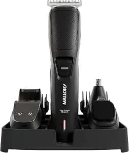 Aparador de Pelos Mallory Total Groom – 16 em 1, Multifuncional, Lâminas em Aço Cromo, Base Suporte e USB – Bivolt