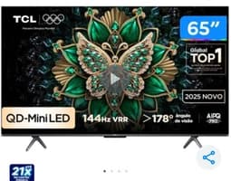 Smart TV 65" TCL 4K UHD MiniLED 65C6K 120Hz Google TV AiPQ Google Assistente 4 HDMI 2 USB