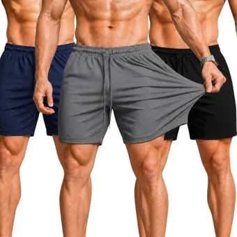 Kit 3 Shorts Bermuda Masculina Tactel Com Elastano Academia
