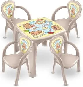 Mesa Mesinha Infantil Capy Happy Capivara Atividades Escolar (Mesa + 4 CAdeiras)