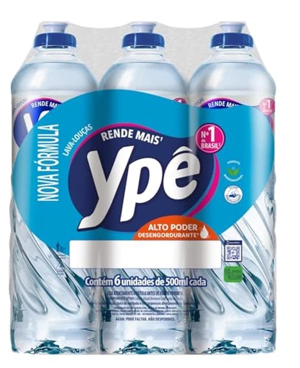 Ypê Pack Detergente Clear 500ml (6 unidades)