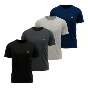 Kit 4 Camiseta Dry Fit Parvori Masculina Academia Corrida Preto/chumbo/cinza/marinho M Liso