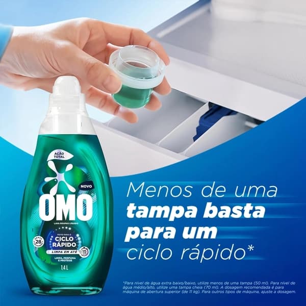 Lava Roupas Líquido Ciclo Rápido OMO Ação Total 750 ml