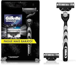 Kit De Aparelho De Barbear Gillette Mach3 Carbono, 2 Refis