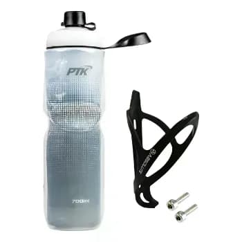 Garrafa Caramanhola Térmica P/ Bicicleta 700ml C/ Suporte Ab Cor Full Preto