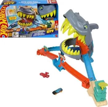 Hot Wheels Pista City Shark Chompbeach Praia Tubarão
