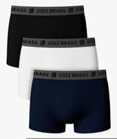Kit com 3 Cuecas Boxer Algodão Masculina Usee Brasil Premium