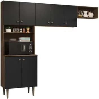 Armário de Cozinha Compacta 235cm Rustic/preto Gourmet Madesa Xc03