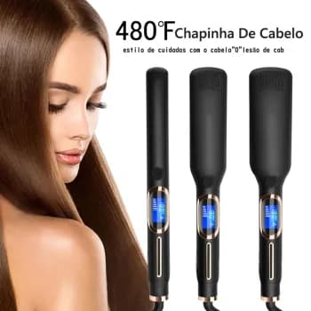 Chapinha de cabelo cerâmica profissional com display de cristal líquido, bivolt