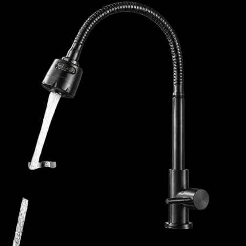 Torneira Gourmet Flexível Giratória Cozinha Pia Bancada Cuba 2 Jatos Preto - Marca Camperluz